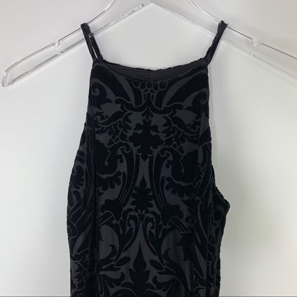AQUA Sleeveless Black Burnout Velvet Pattern Little Black Dress S - Picture 3 of 13